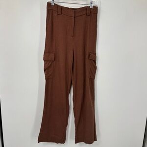 House of Harlow 1960 Brown Cargo Straight Leg Loose Pants Utility Womens 6